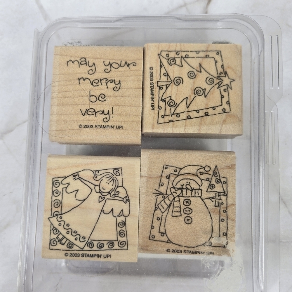 Stampin Up! 2003 Very Merry Christmas Stamp Set, Set of 4